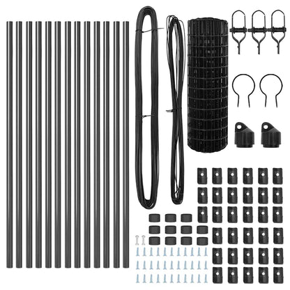Fence with Posts Grey 0.6 x 25 m Steel