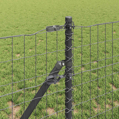 Fence with Posts Grey 0.4 x 50 m Steel