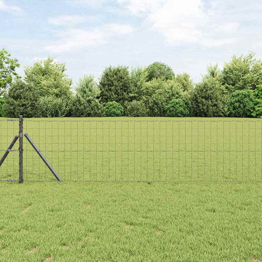 Fence with Posts Grey 0.6 x 25 m Steel