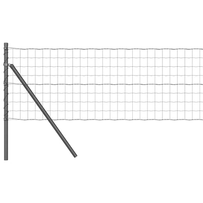 Fence with Posts Grey 0.6 x 25 m Steel