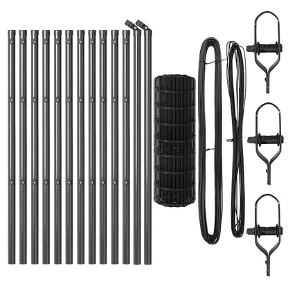 Fence with Posts Grey 0.6 x 25 m Steel