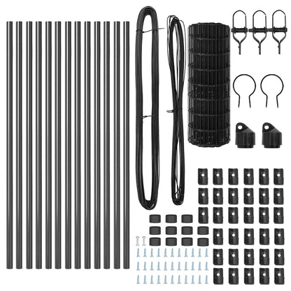 Fence with Posts Grey 0.6 x 25 m Steel
