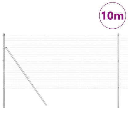 Fence with Posts Silver 1.2 x 10 m Steel