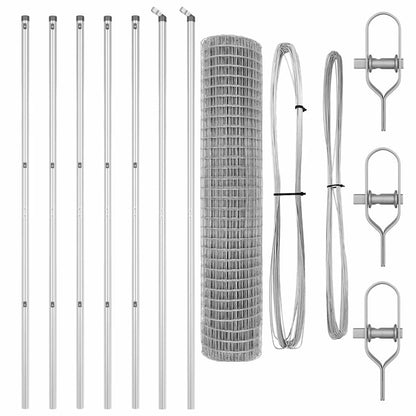 Fence with Posts Silver 1.6 x 10 m Steel