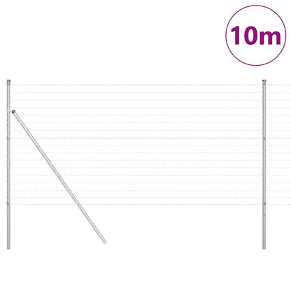 Fence with Posts Silver 1 x 10 m Steel