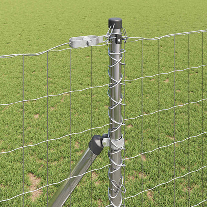 Fence with Posts Silver 1 x 10 m Steel