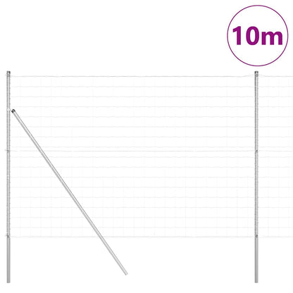 Fence with Posts Silver 1.6 x 10 m Steel