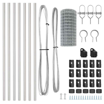 Fence with Posts Grey 0.4 x 25 m Steel