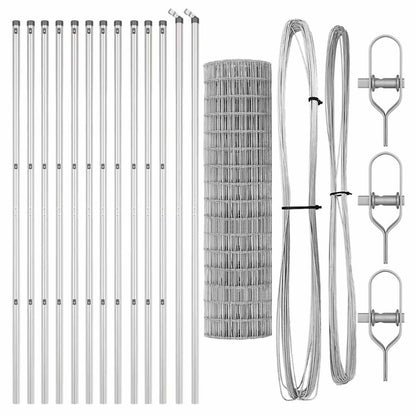 Fence with Posts Silver 1.2 x 25 m Steel