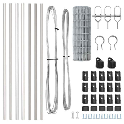 Fence with Posts Silver 0.4 x 50 m Steel