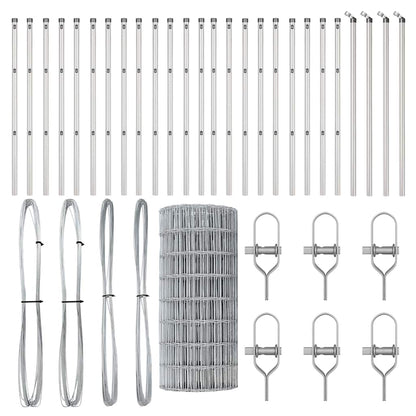 Fence with Posts Silver 0.6 x 50 m Steel