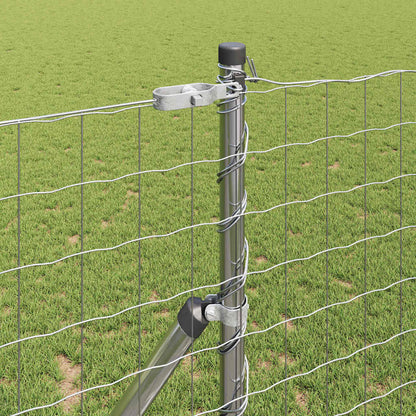 Fence with Posts Silver 1 x 10 m Steel