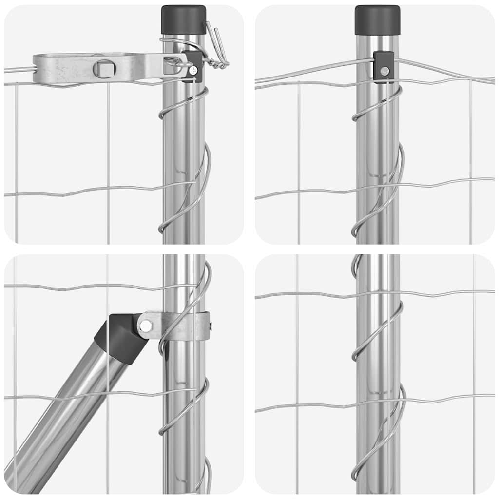 Fence with Posts Silver 0.6 x 25 m Steel
