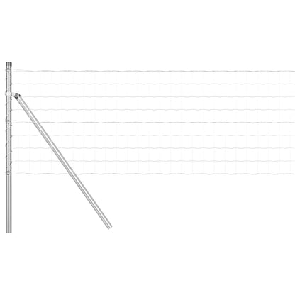 Fence with Posts Silver 0.6 x 25 m Steel