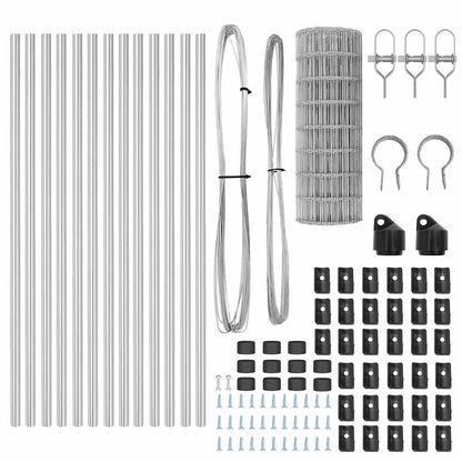 Fence with Posts Silver 0.6 x 25 m Steel