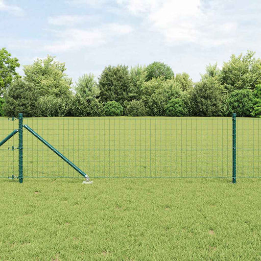 Fence with Posts Green 0.8 x 10 m Steel
