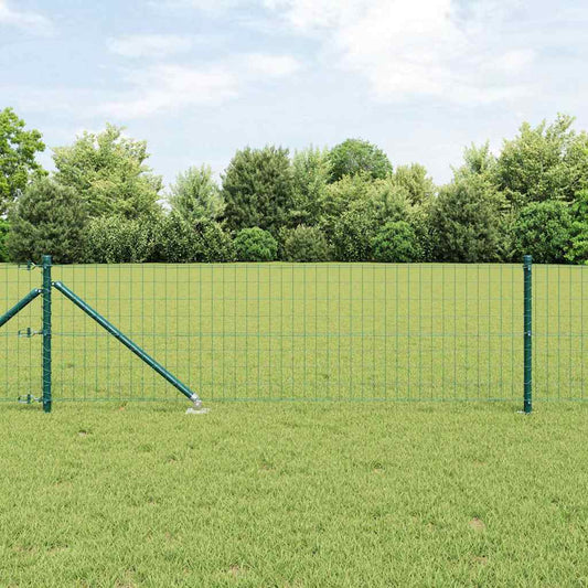 Fence with Posts Green 0.8 x 10 m Steel