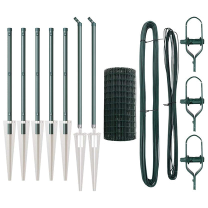 Fence with Posts Green 0.6 x 10 m Steel