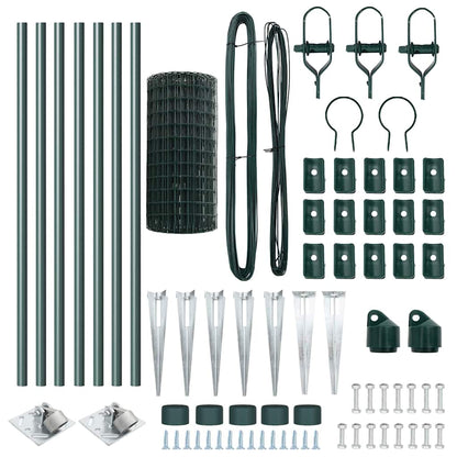Fence with Posts Green 0.6 x 10 m Steel