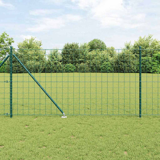 Fence with Posts Green 1 x 10 m Steel