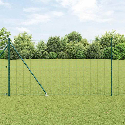 Fence with Posts Green 1.6 x 10 m Steel