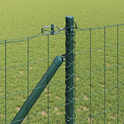 Fence with Posts Green 1 x 25 m Steel