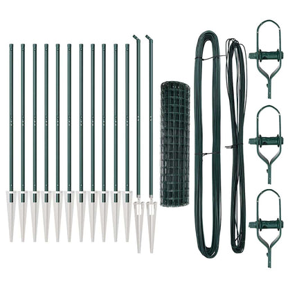 Fence with Posts Green 1 x 25 m Steel