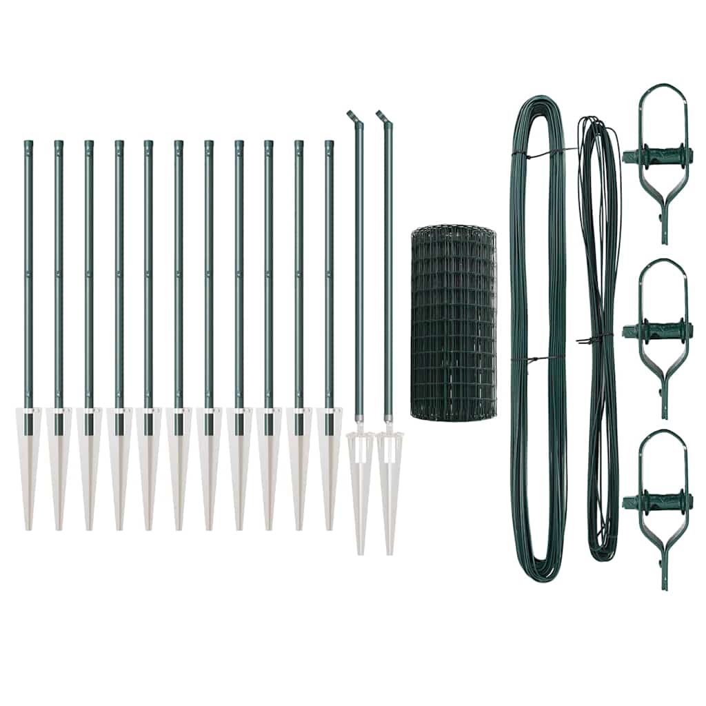 Fence with Posts Green 0.8 x 25 m Steel