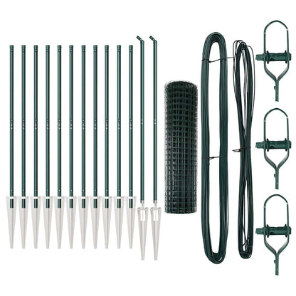 Fence with Posts Green 1 x 25 m Steel