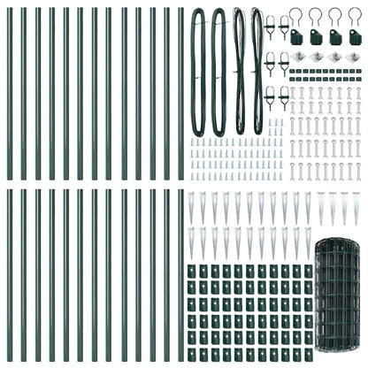 Fence with Posts Green 0.4 x 50 m Steel