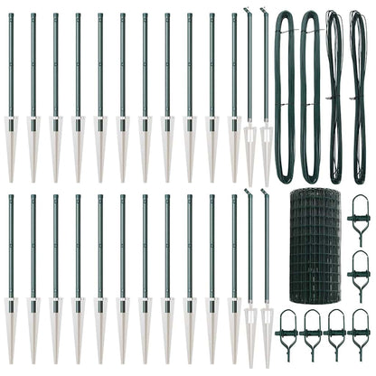 Fence with Posts Green 0.4 x 50 m Steel