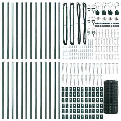 Fence with Posts Green 0.6 x 50 m Steel