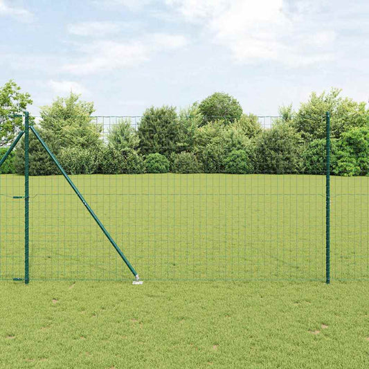 Fence with Posts Green 1.5 x 10 m Steel