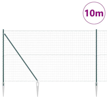 Fence with Posts Green 1.5 x 10 m Steel