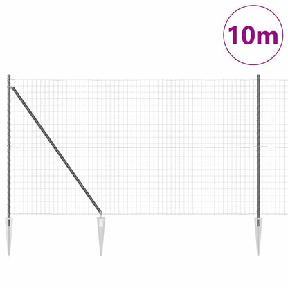 Fence with Posts Grey 1.6 x 10 m Steel