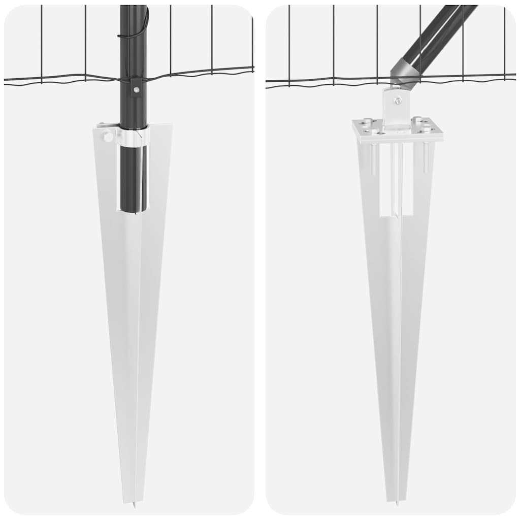 Fence with Posts Grey 1 x 10 m Steel