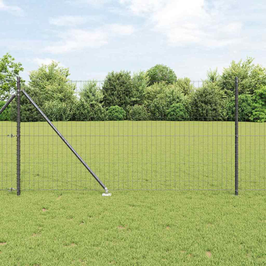 Fence with Posts Grey 1 x 10 m Steel