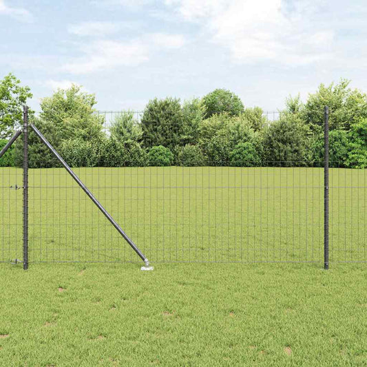 Fence with Posts Grey 1 x 10 m Steel