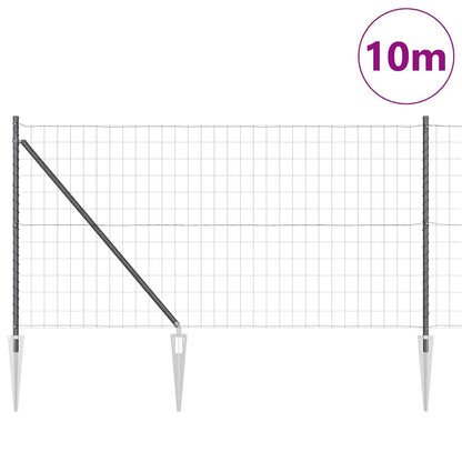 Fence with Posts Grey 1 x 10 m Steel