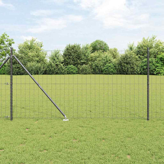 Fence with Posts Grey 1.2 x 10 m Steel