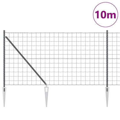 Fence with Posts Grey 1.4 x 10 m Steel