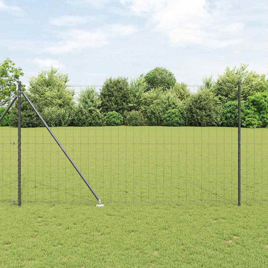 Fence with Posts Grey 1.5 x 10 m Steel