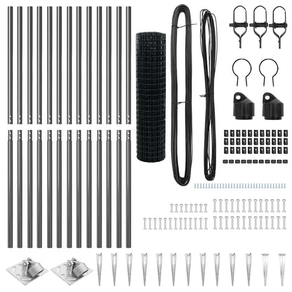 Fence with Posts Grey 1.2 x 25 m Steel