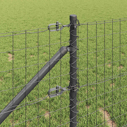 Fence with Posts Grey 0.4 x 25 m Steel