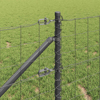 Fence with Posts Grey 0.4 x 25 m Steel