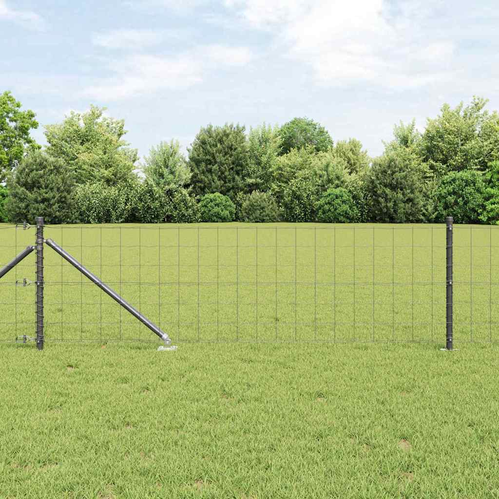 Fence with Posts Grey 0.4 x 25 m Steel