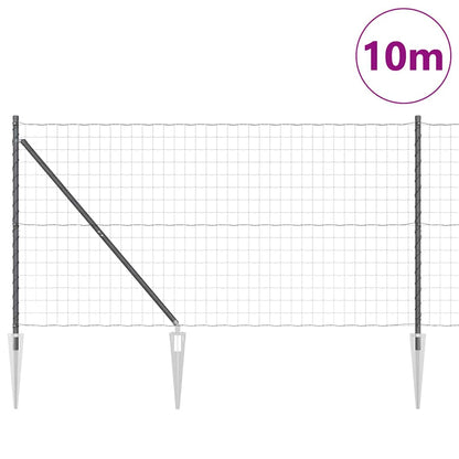 Fence with Posts Grey 1.2 x 10 m Steel