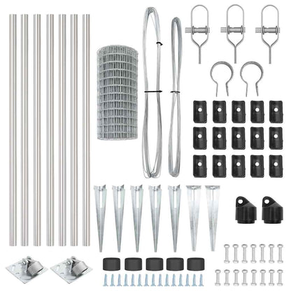 Fence with Posts Silver 0.6 x 10 m Steel