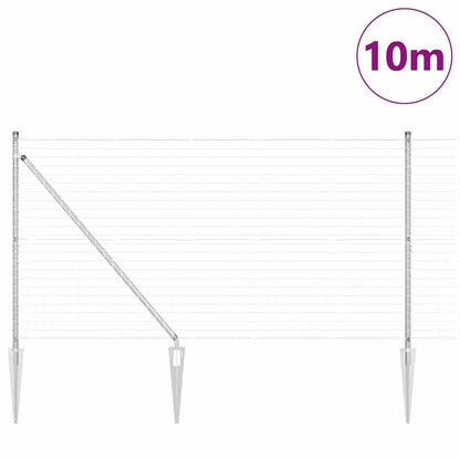 Fence with Posts Silver 1.2 x 10 m Steel