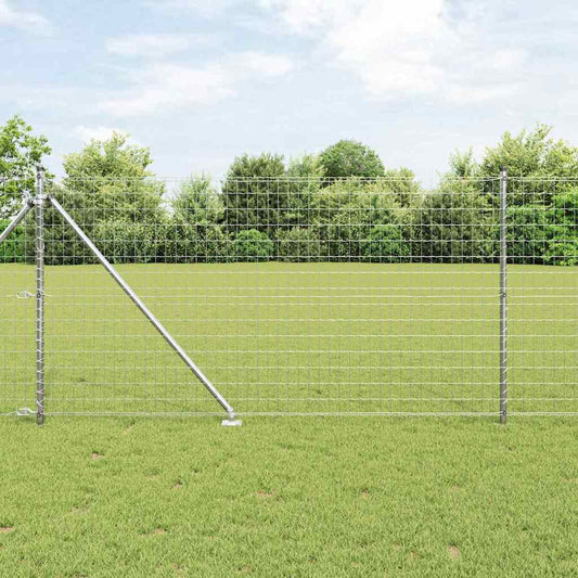 Fence with Posts Silver 1 x 10 m Steel